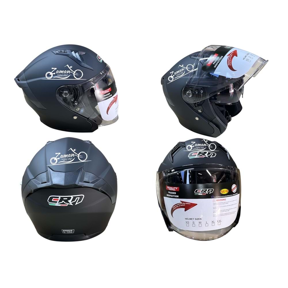 KASK ÇENESİZ GÖZLÜKLÜ CRN (MAT SİYAH) (XL)