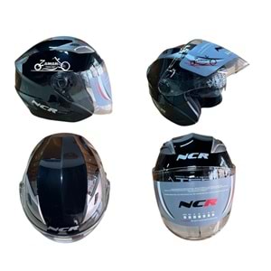 KASK ÇENESİZ GÖZLÜKLÜ NCR (SİYAH) (M)