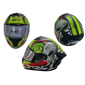 KASK ÇENE SABİT NCR (UZAYLI SARI KIRMIZI GRAFİK) (M)