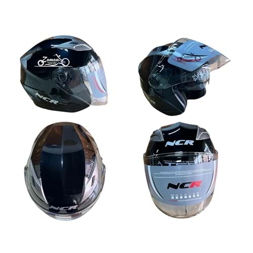 KASK ÇENESİZ GÖZLÜKLÜ NCR (SİYAH) (L)