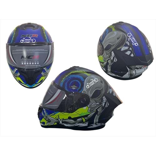 KASK ÇENE SABİT NCR (UZAYLI MAVİ SARI GRAFİK) (L)