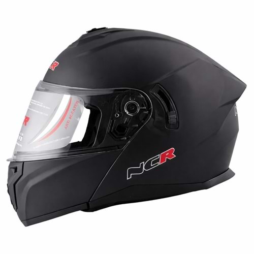 KASK ÇENE AÇILIR GÖZLÜKLÜ NCR 166 (PARLAK SİYAH) (XL)